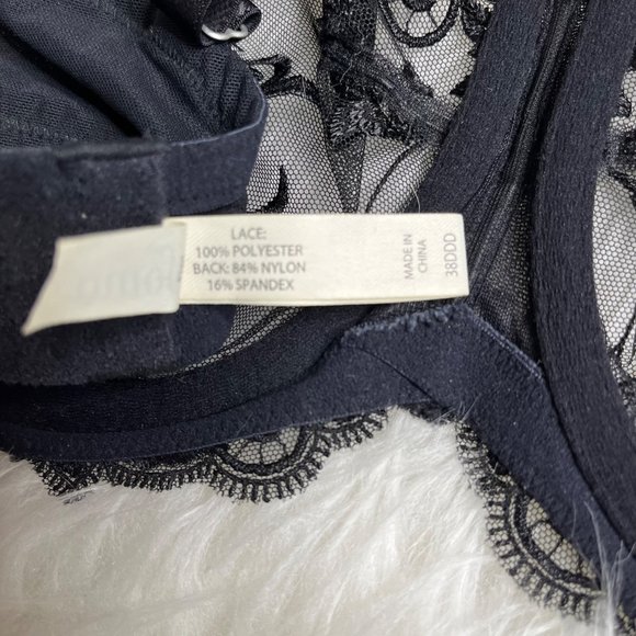 Soma Lace Black Size 38DDD - 38F Bra Underwire Sheer Mesh Embroidery - Picture 8 of 11